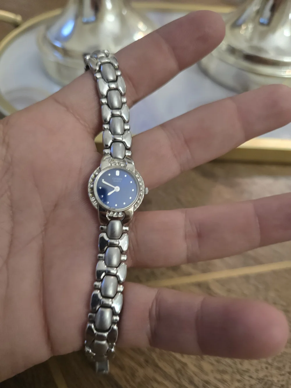 Citizen Quartz Women's Silver Watch with Blue Dial